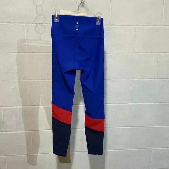 WILO the Label Colorblock Ribbed 7/8 Leggings SMALL Cobalt/Red Athletic Workout - Picture 2 of 5